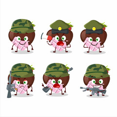 A charming soldier strawberry chocolate love cartoon picture bring a gun machine