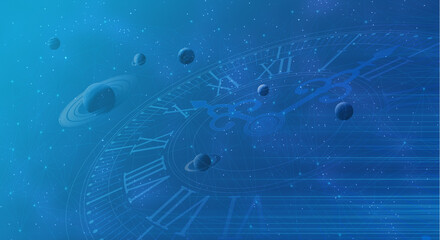 space and time illustration blue cosmic background
