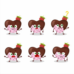 Cartoon character of strawberry chocolate love with what expression