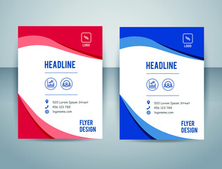 Flyer brochure creative design. Multipurpose template with cover, Trendy minimalist flat geometric design.