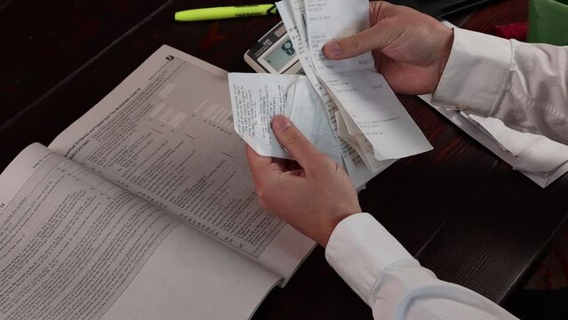 Receipts are jumbled but important for tax filing.