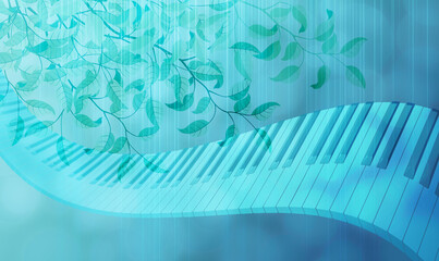 music background illustration piano keyboard wave blue