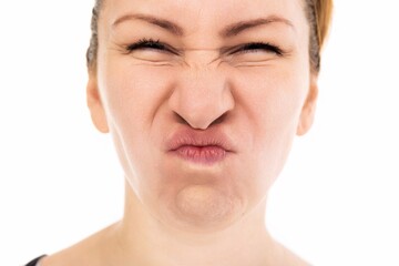 Fototapeta premium girl laughing smiling with teeth on a white background