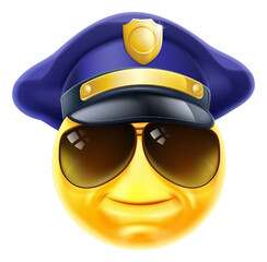 Happy Policeman Emoticon Emoji Face Cartoon Icon