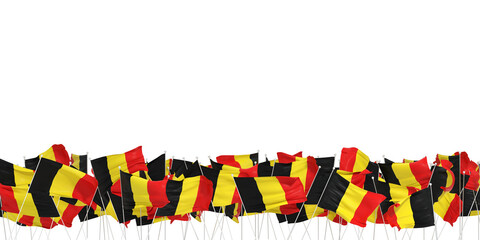 beaucoup de drapeaux belges sur fond blanc - rendu 3D