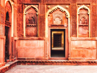 Detail of Red Fort in Agra, India