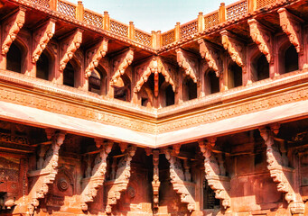 Detail of Red Fort in Agra, India