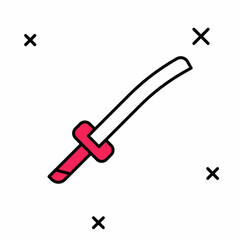 Filled outline Traditional Japanese katana icon isolated on white background. Japanese sword. Vector