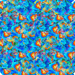 Seamless texture with butterflies. A repeating watercolor drawing of moths.A lot of flying insects. Colorful wings. Summer and spring.Scrapbooking paper. Printing on fabric.