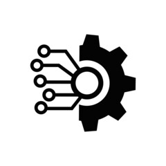 Gear smart ai icon. Simple illustration of gear smart ai vector icon for web design isolated on white background