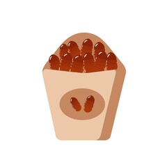 silkworm larva fried on a skewer Asian food delicacy vector drawing