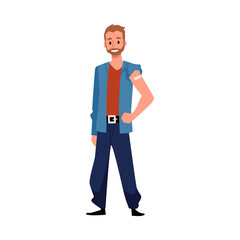 Man got vaccine of Covid-19 or flu injection, flat vector illustration isolated.