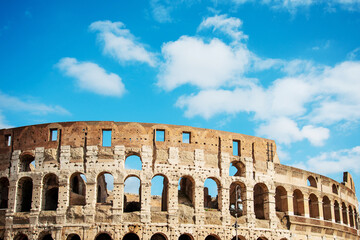 Obraz premium Roman amphitheatres in Rome, circular or oval open-air venues with raised seating built by the Ancient Romans, Rome, ITALY