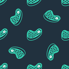 Line Steak meat icon isolated seamless pattern on black background. Vector