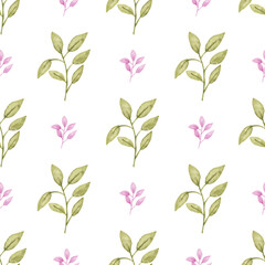 Watercolor leaf seamless pattern