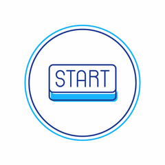 Filled outline Ribbon in finishing line icon isolated on white background. Symbol of finish line. Sport symbol or business concept. Vector