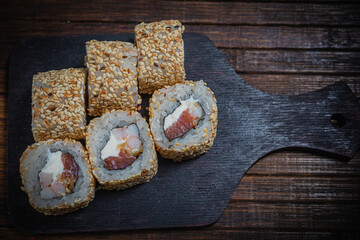 Sushi- delicious menu Fastfood- restaurant concept