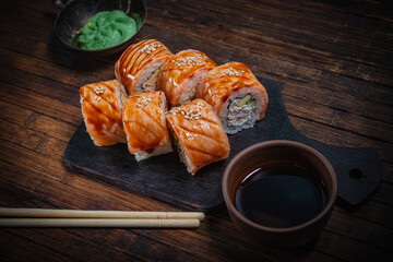 Sushi- delicious menu Fastfood- restaurant concept
