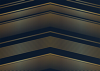Modern luxury black and gold abstract line background. Abstract decoration, golden pattern, 3D Vector illustration. Black gold waves cover template, geometric shapes, modern minimal banner.