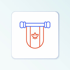 Line Pennant flag of Canada icon isolated on white background. North America country flag. Colorful outline concept. Vector
