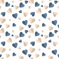 14th February saint Valentine’s Day seamless pattern with blue and beige hearts