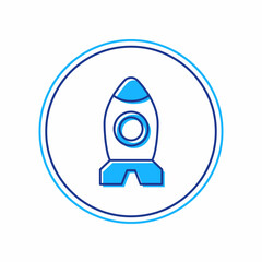 Filled outline Rocket ship toy icon isolated on white background. Space travel. Vector