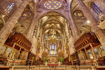 Palma de Mallorca cathedral indoor. Balearic islands. Spain