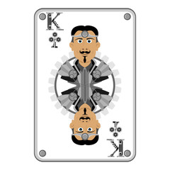 The king of clubs playing card in steampunk style. Vector illustration.