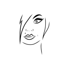 Woman face with hair.
