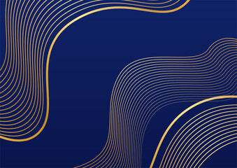 Abstract line golden blue cover design background