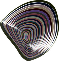 An abstract curved figure of many colored ribbons. 3d.