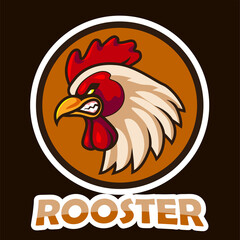 Cartoon angry rooster head mascot design © matamu