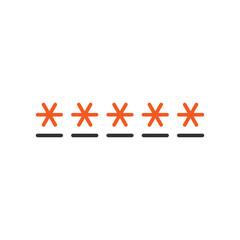 four red asterisks footnote icon. Password, parol sign. Flat icon of asterisk isolated on white background.