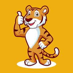 Cartoon tiger mascot giving thumb up