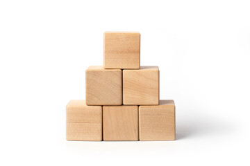 wooden toys on a white background, cubes