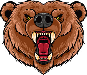 Cartoon angry bear head mascot design