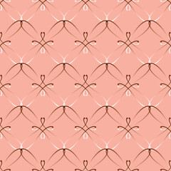 Fototapeta premium Symmetrical pattern of curves of fine lines with floral elements. Floral geometric abstract monochrome background. Seamless graphic texture, illustration, vector