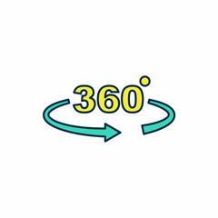 Filled outline 360 degree view icon isolated on white background. Virtual reality. Angle 360 degree camera. Panorama photo. Vector