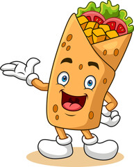 Cartoon burrito or kebab presenting
