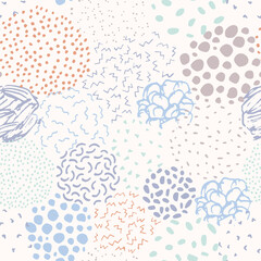 Hand drawn irregular seamless pattern. Abstract doodle background