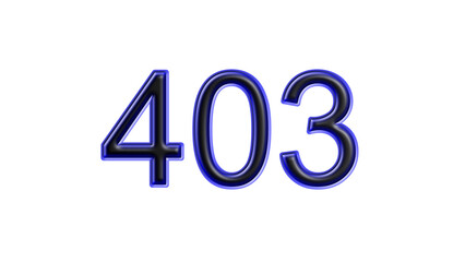 blue 403 number 3d effect white background