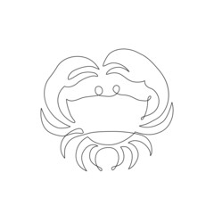 Astrological Cancer zodiac sign one line drawing.