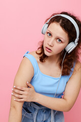 cute girl with headphones music entertainment fashion unaltered