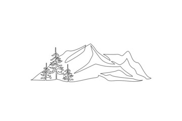 Abstract mountain range and spruce landscape background