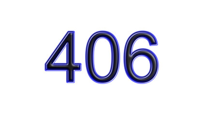 blue 406 number 3d effect white background