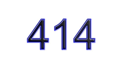 blue 414 number 3d effect white background