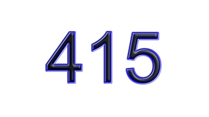 blue 415 number 3d effect white background