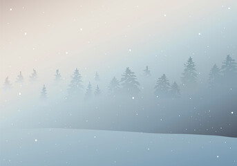 Hand drawn fir tree forest sketch design. Winter holiday backgrounds. Vector illustration 