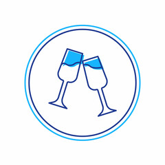 Filled outline Glass of champagne icon isolated on white background. Merry Christmas and Happy New Year. Vector