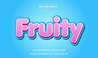 Editable text effect sweet fruit style 3d template with soft pink text color